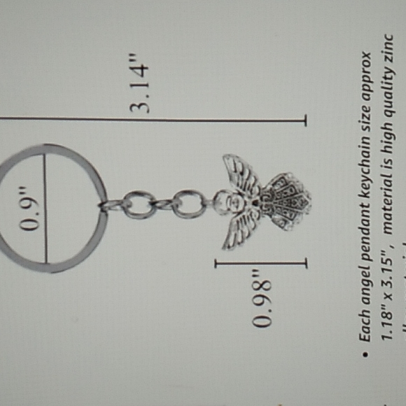 Phaeton Silver Tone Guardian Angel Charm Keychain 1 x 3 1/4 inch total w keyring - Picture 4 of 9